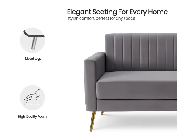 Tulip Upholstered Sofa Set Grey Color